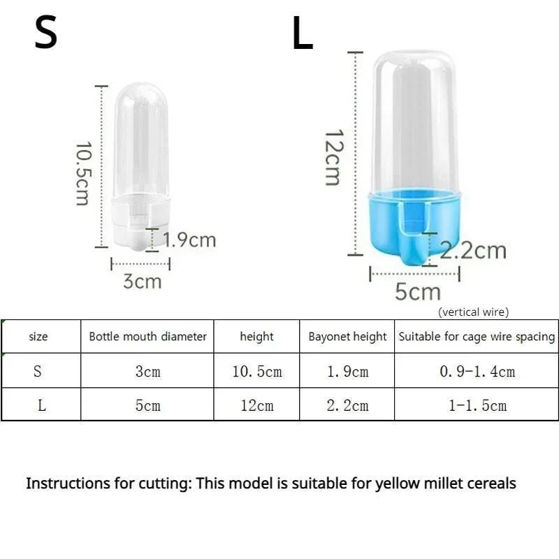 Bird Water Drinker Feeder Waterer with Clip Pet Bird Supplies Dispenser Bottle Drinking Cup Bowls for Pet Parrot Cage