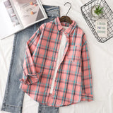 Casual Women's Plaid Shirt 2025 Spring Autumn New Ladies Loose Blouse and Tops Female Long Sleeve Shirts Fresh Checked Clothes