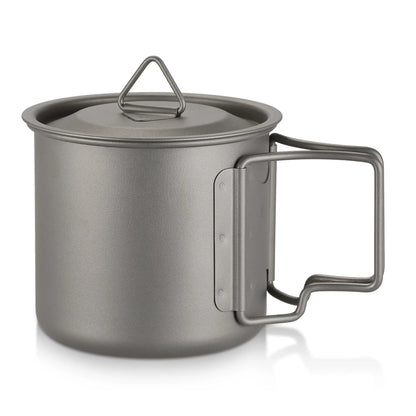 Taza de agua ultraligera de titanio Lixada con asa plegable, portátil para exteriores, camping, picnic, 300 ml/350 ml/550 ml/650 ml