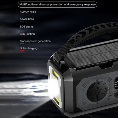 Radio multifunción solar de 12000 mAh con manivela, radio meteorológica de emergencia, lámpara de lectura, banco de energía, alarma SOS para acampar, senderismo, tiendas de campaña