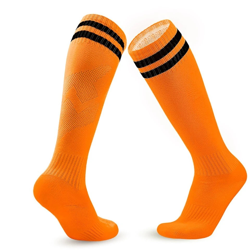 Loogdeel 1 Pair Soccer Socks Stripe Knee High Softball Baseball Team Sports Socks Breathable Football Socks for Kids Adults