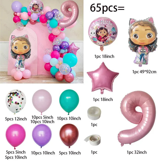 1 juego de globos de látex con forma de gato para casa de muñecas Gabby, decoración para fiestas de cumpleaños infantiles, suministros para baby shower, globos de helio para niños 