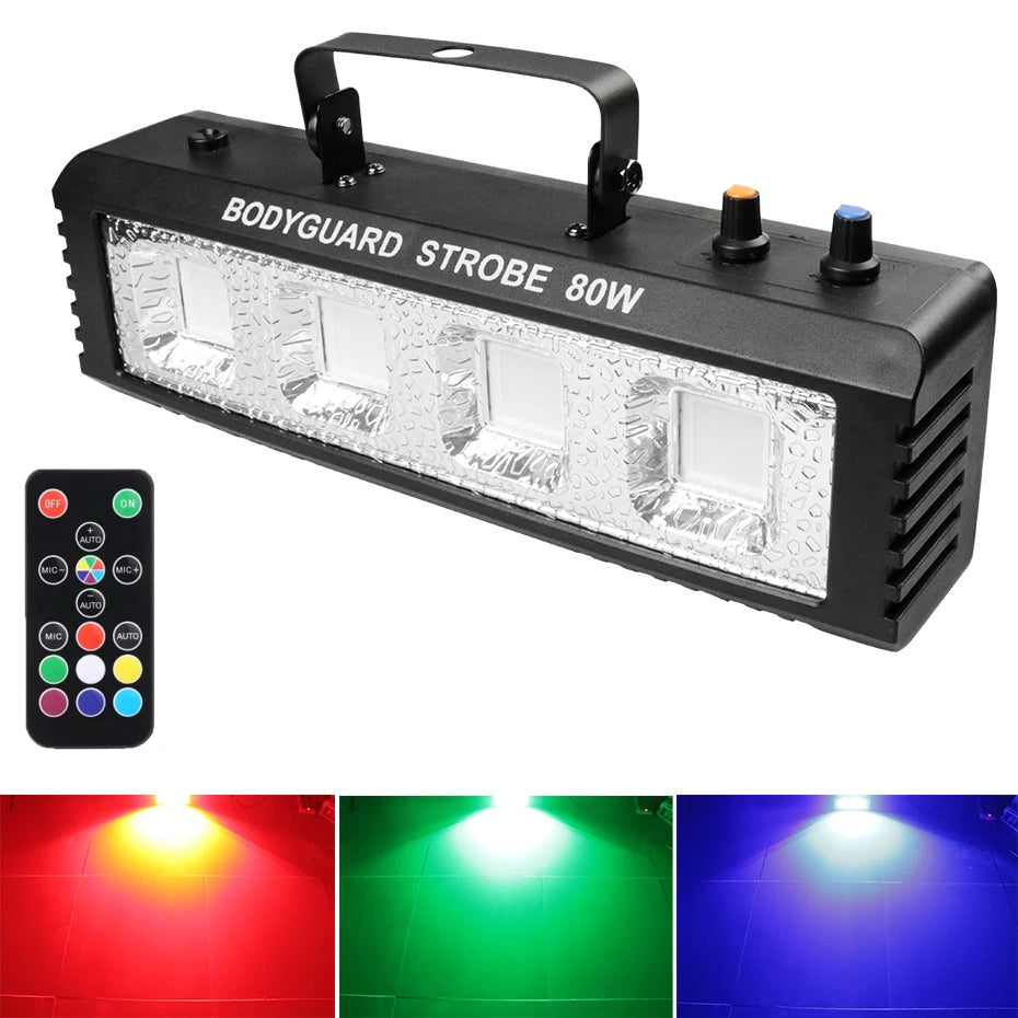 Luces estroboscópicas ALIEN RGB blancas para DJ, discoteca, 40 W, 60 W, 80 W y 100 W, con control remoto, sonido flash, para fiestas, bodas, vacaciones, escenarios.