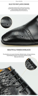 Nice Men Black Brown Leather Oxford Brogue Dress Shoes Office mens leather Mens Pair with suit jeans Side Lace Up Buckle stylish