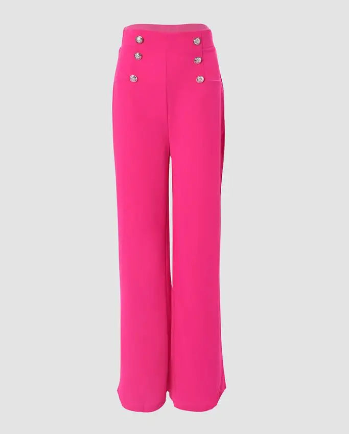 Elegant High Waist Wide Leg Bootcut Pants 2023 Summer European & American Fashion Simple Women's Flared Trousers