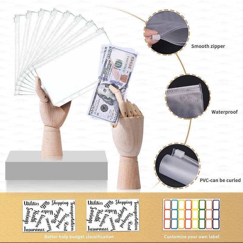 New A6 Budget Plan Notebook Cash Envelope Saving Money 6-Hole Binder for Financial Management A6 Loose-Leaf Notebook Binder