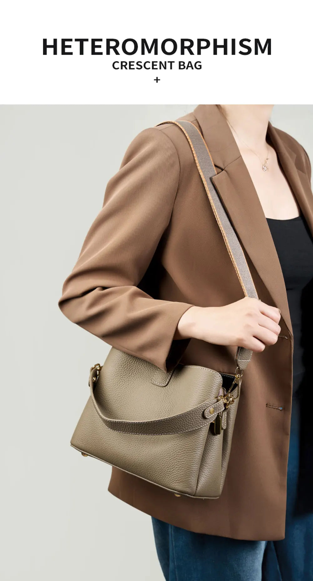 100% Genuine Leather Women's Bucket Bag Luxury Designer Versatile Shoulder Bag Women Commuter Crossbody Bags Female Handbag
