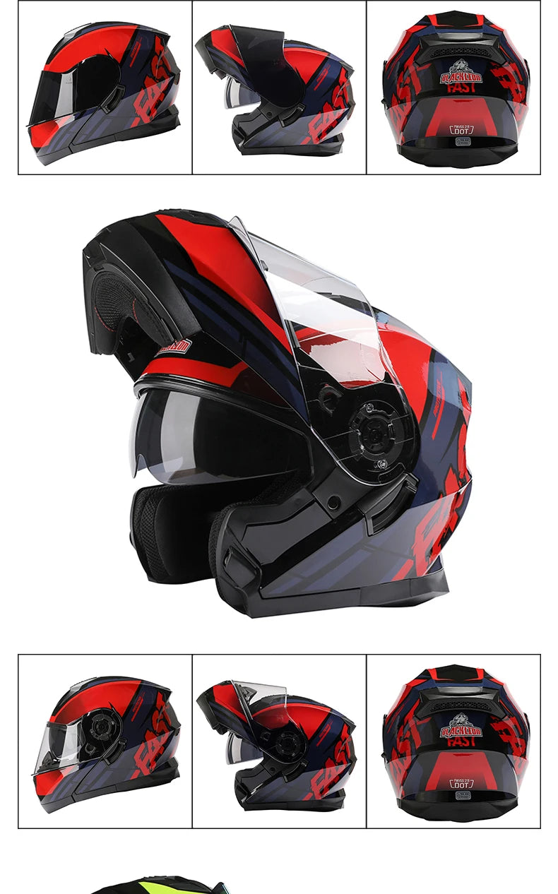 BLD Modular Motorcycle Full Face Helmet ECE Flip-up Double Anti-Fog Visor Purple Bird Sport Design In Stock Adult Men and Women