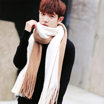 Fashion Winter Men's Knitted Scarf Warm Neckerchief Patchwork Striped Scarves Soft Long Casual Male Bufanda Pashmina Shawl