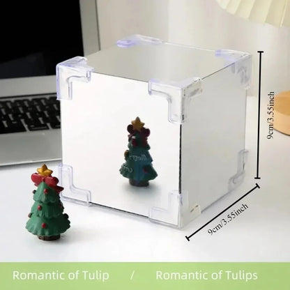 2025 DIY Tulip Sea Rubik's Cube Mirror Night Light Car Decoration Materials Handmade Birthday Gifts for Friends and Colleagues