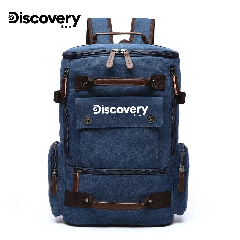 Mochila de lona multifuncional DISCOVERY-SUN, mochila informal para senderismo, mochila escolar para deportes al aire libre, mochila de viaje de gran capacidad.