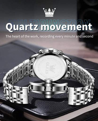 OLEVS 5529 Luxury Quartz Watch For Men Roman Scale Moon Phase Chronograph Man Watches Waterproof Luminous Calendar Wrist Watch