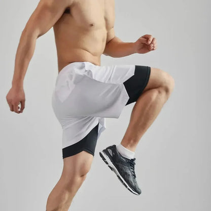 Pantalones cortos deportivos dos en uno para hombre, transpirables, informales, de secado rápido, de doble capa, para correr en verano, tallas M-3XL