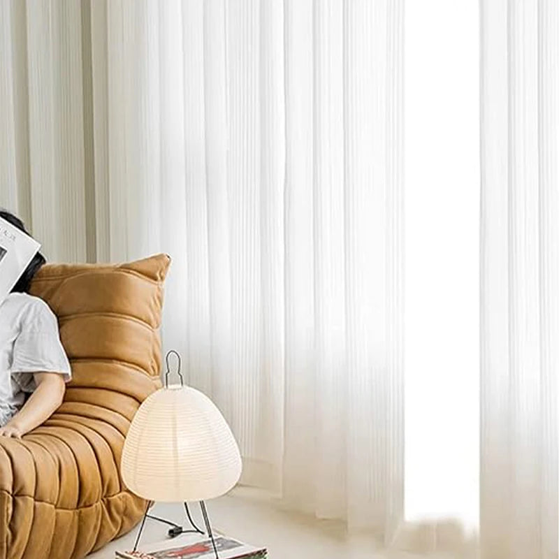 Vertical Louvered Chiffon Transparent Curtains High-quality Sun Shading White Chiffon Suitable for Living Rooms and Bedroom 1PC