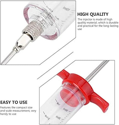Jeringa inyectora de carne con 3 agujas para adobo, kit inyector de pavo para parrilla de barbacoa, inyector de sabor a adobo