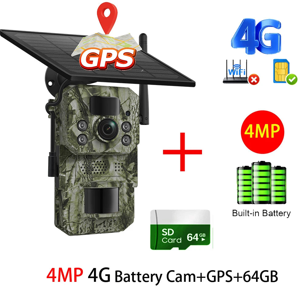 INQMEGA4G 2K 5MP PIR Motion Activated  Trigger Time Night Vision IP66 Hunting Trail Wildlife Battery Solar Camera Forest