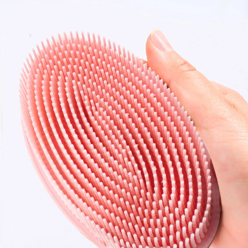 Exfoliating Sponge Dead Body Scrubber Skin Head Washing Brush Comb Silicone Bristle Bath Brush Scalp Massager Bath Tool Hygienic