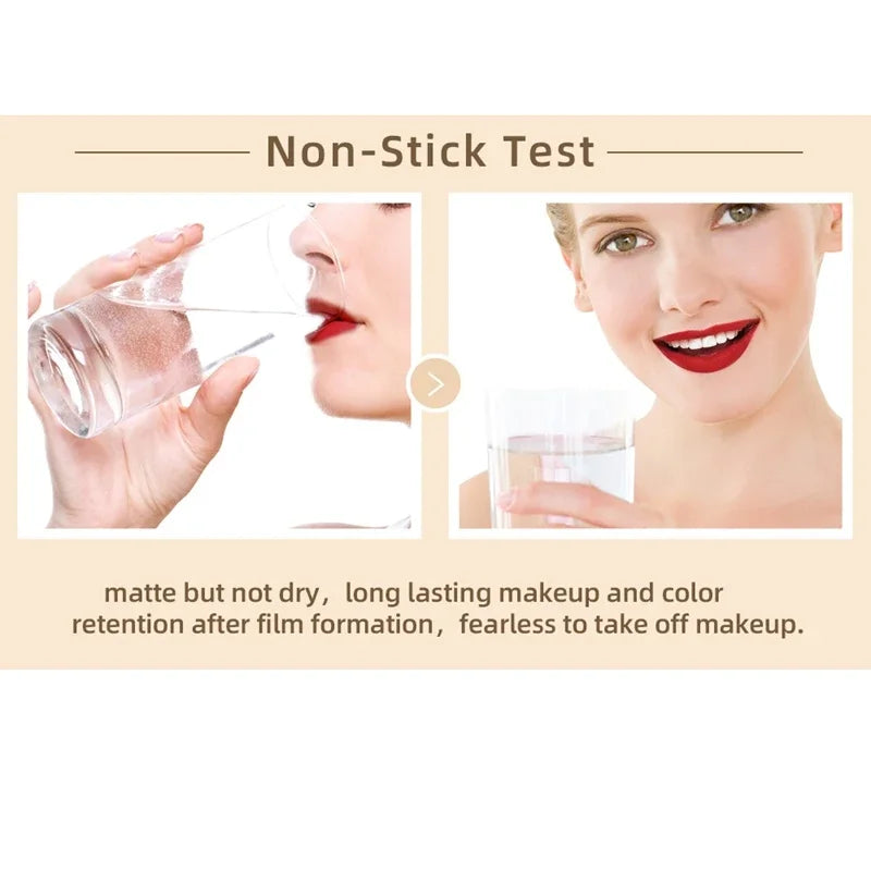 Nude Matte Lip Gloss 24 Colors Long-lasting Velvet Lipstick Waterproof Non-stick Cup Sexy Red Dark Lip Tint Makeup Cosmetic