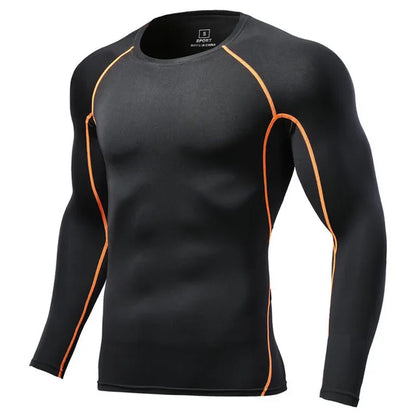 Men Long Sleeve Slim Tops Sports T-shirts Gym Fitness Compression T-shirt Running Shirt Football Outdoor Jogging Tight Quick Dry 