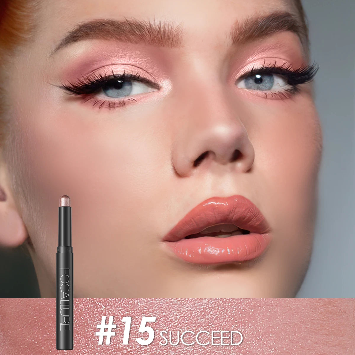 FOCALLURE Lápiz de sombra de ojos perlado de 24 colores, resistente al agua, con brillo, pigmento brillante, delineador en barra, herramientas de maquillaje