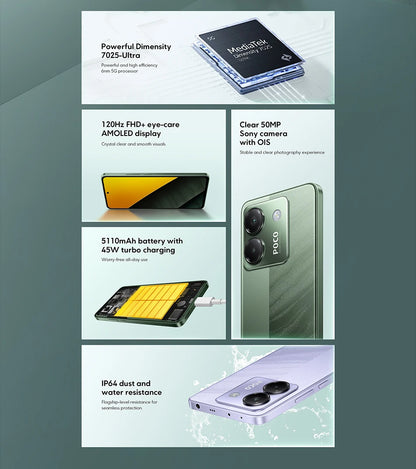 Global Version POCO M7 Pro 50MP Camera MTK Dimensity 7025-Ultra 120Hz FHD+ Eye-care AMOLED Display NFC 5110mAh Battery