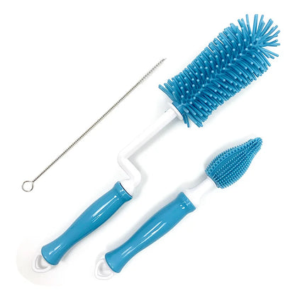 Silicone Bottle Cleaning Brush Baby Pacifier Straw Scrubber Small Brush 360 Degree Glass Cup Washing Kitchen Cleaning Tool Set