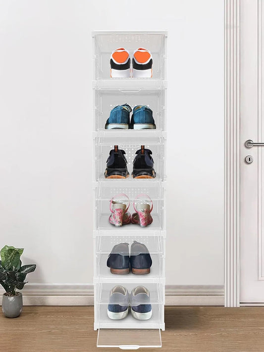Zapatero apilable de 3/6 capas de plástico transparente, caja de almacenamiento para zapatillas, mueble Zapatero para sala de estar, organizador de zapatos