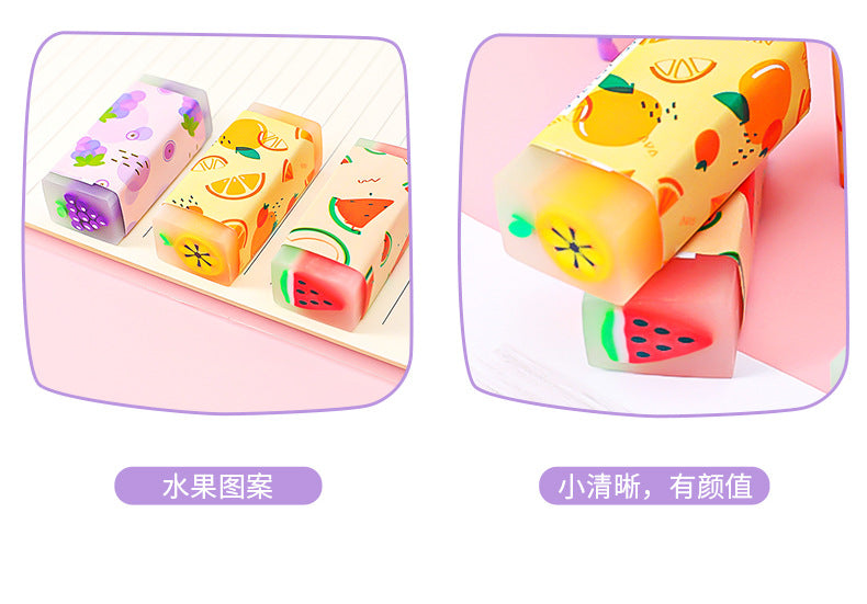 3pcs/lot Cartoon Creative Fruit Eraser Pupils Exam Pencil Eraser Children's Stationery Painting Sketch Eraser  School  Kawaii