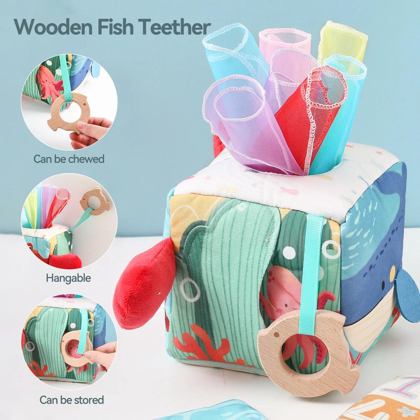 Baby Toys Magic Tissue Box Cotton Finger Exercising Montessori Busy Board Game Educational Toy Soft Rattle Game Ocean Cloth Book