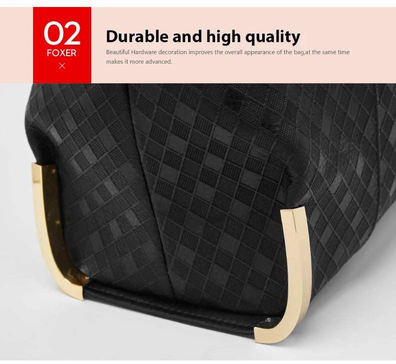 FOXER Genuine Leather Lady's Handbag Elegant Luxury Design Women Shoulder Bag Large Capacity Tote Bag Best Gift for Mom, Wife