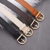 Women's Fashion Pin Buckle Thin Belt Genuine Luxury Soft Belt for Women with Cargo Pants Jeans Windproof PU Leather Belt