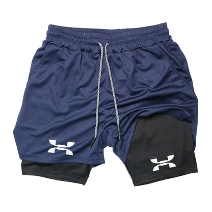 Pantalones cortos deportivos 2 en 1 para hombre, de secado rápido, para entrenamiento, gimnasio, fitness, correr, verano, FD22273300