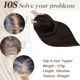 Benehair 14'' 18'' Hair Toppers with Bangs for Women Synthetic 6x6 Top Hairpieces Wigs Long Straight Clip in Hair Extension