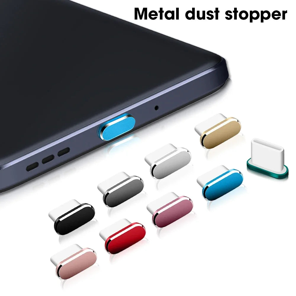 2Pcs 16PM Metal Dust Plug For iPhone 16 15 Pro Max Plus USB Type C Charge Port Plugs Stopper Mobile Phone Type-C Protection Cap