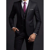 Men's Fashionable Gentleman Business British Style Solid Color Banquet Host Casual Wedding Suit (Blazer + Vest + Trousers)