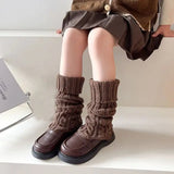 Calcetines calentadores de piernas de punto trenzado Lolita para niñas, cubrepiés cálidos para bebés, lindos y dulces protectores de ballet, calcetines largos 