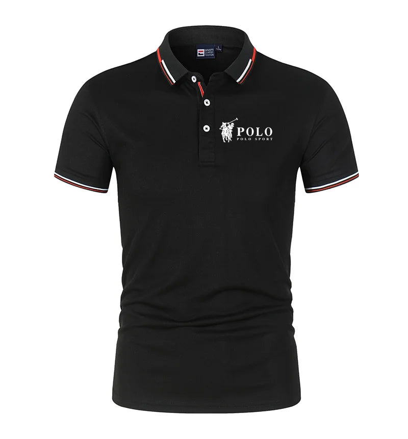 Men's premium summer polo shirt, quick drying, breathable, casual, business fashion, sports, short sleeved, men's clothing