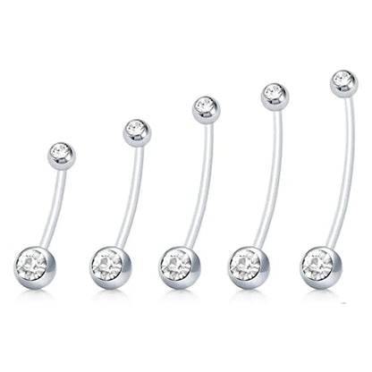 Anéis de umbigo para gravidez, barra longa, esporte, maternidade, flexível, bioplast, transparente, umbigo, piercing, retentor para grávidas