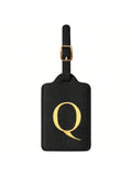 PU Leather Luggage Tag for Travel - Durable Suitcase ID Tag with Privacy Cover & Name Card Slot (A-Z) liu