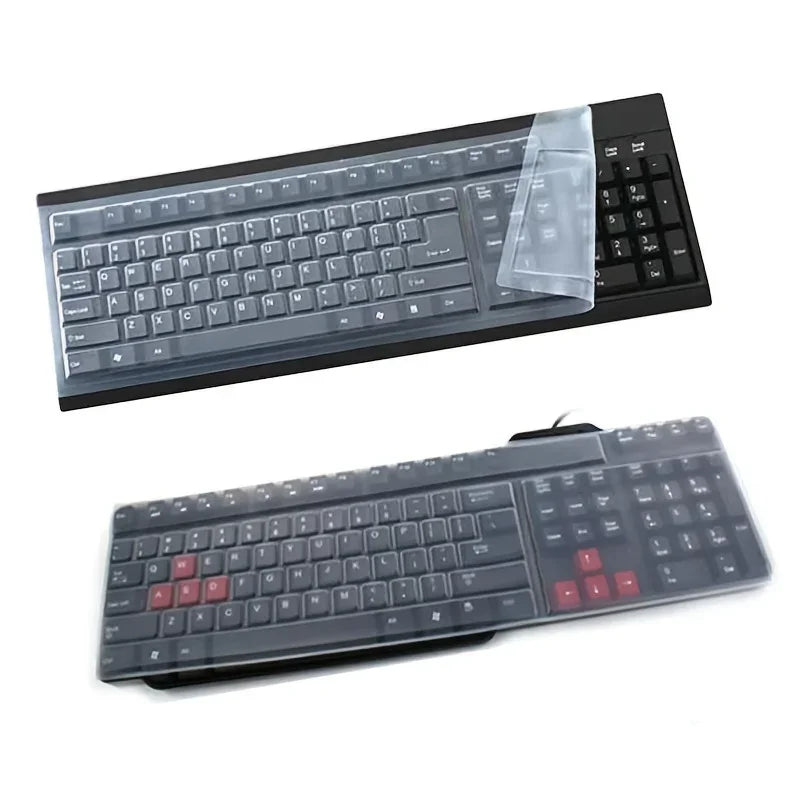 Protector de silicona universal para teclado, funda protectora para PC de escritorio, transparente, de gel de sílice, cóncavo y resistente a golpes.