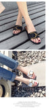 Women's Flat Slippers Summer Leather Square Toe Women Flats Flip Flops Designer Ladies Slides Sandals Women Shoes Luxury Sandals