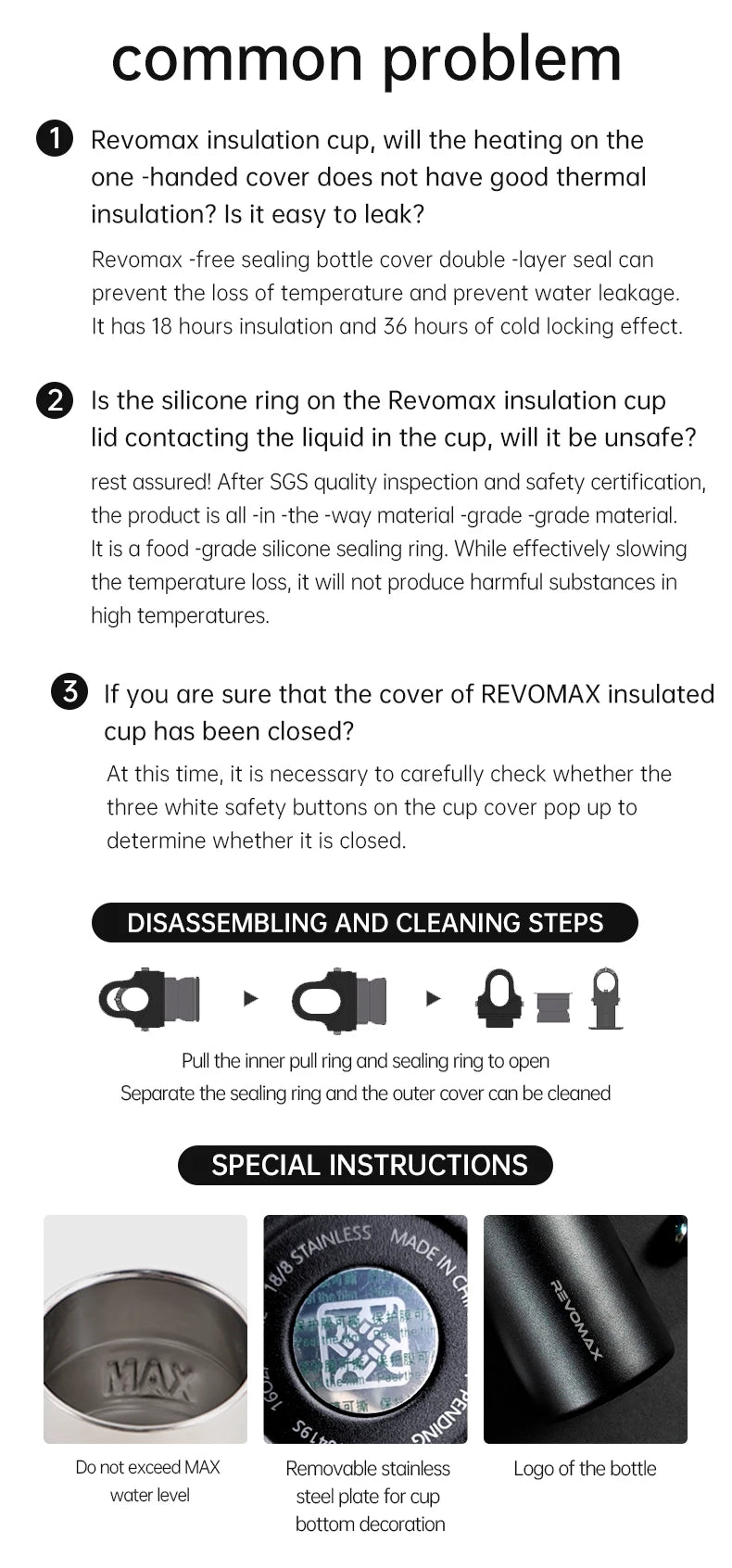 REVOMAX 950ml Tumbler Thermo Bottle Double Wall Stainless Steel Thermal Water Bottle Cold and Hot Thermos Cup Vacuum Flask Gym