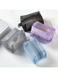 1pc Multifunctional Square Nylon Mesh Storage Bags Travel Portable Urltra-Light Mini Wash Bags Mini Zipper Coin Purse