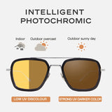 CAPONI Night Vision Sunglasses Photochromic UV400 Cut Brand Designer Eyewear Pure Titanium Acetate Sunglasses For Men BSYS6618