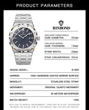 BINBOND Sturdy Stainless Steel Strap Quartz Wristwatches for Men Luxury Luminous Waterproof Auto Date Accurate Men's Watch Reloj