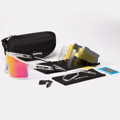 Men Women Polarized 4 Lens Sunglasses Cycling Bike Glasses Bicycle MTB Goggle Outdoor Sport Eyewear Anti-Glare Uv400 Equipment