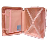 Vintage Leather Women Luggage Set 20in Carry-On + 24/26in Checked Suitcase Luxury Travel Trolley Case with Pink Handbag