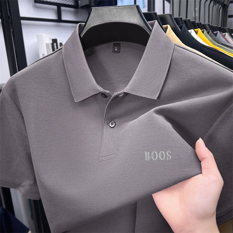Cotton100% Men's Summer High Quality Short Sleeves Polo Shirt Lapel Button Letter Printing T-Shirt Business Leisure Men Clothing