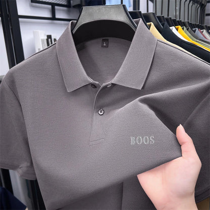 Cotton100% Men's Summer High Quality Short Sleeves Polo Shirt Lapel Button Letter Printing T-Shirt Business Leisure Men Clothing