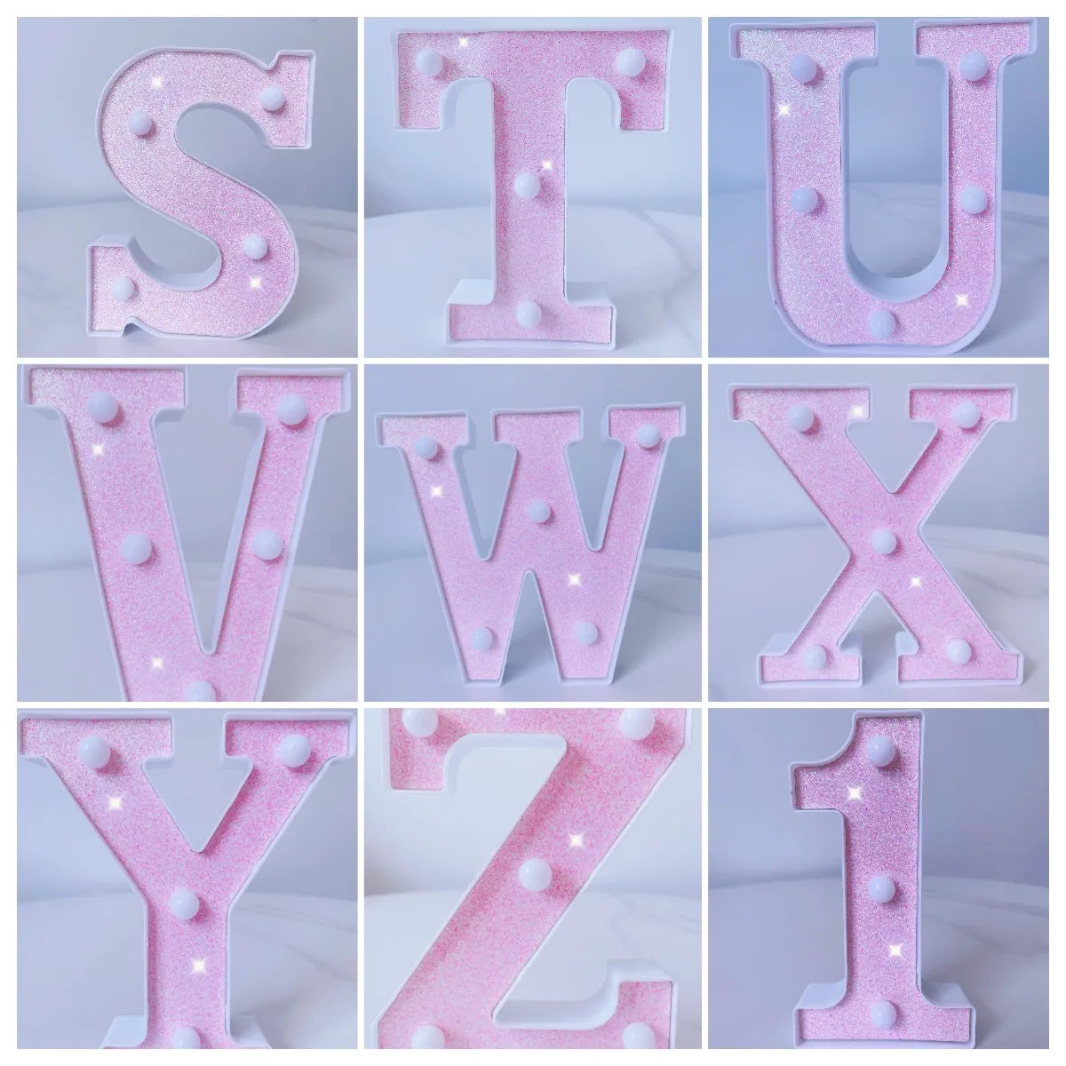 Pink Romantic Luxury LED Light 6.3-inch Pink Decorative Alphabet Number Light Battery Powered Christmas Decorative Light Wedding